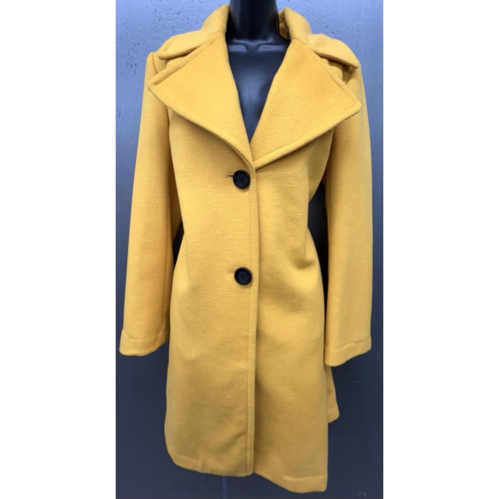Sam Edelman Coat 10 Marigold Yellow Wool Blend Button Pocket Preppy Quiet Luxury